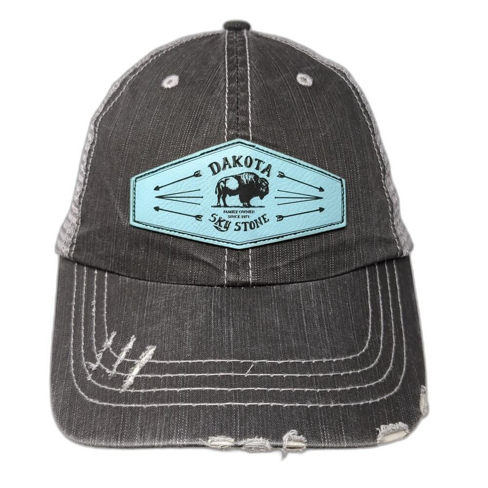 Dakota Sky Stone Strapback Trucker Hat Gray Os Adjustable Distressed Youngan